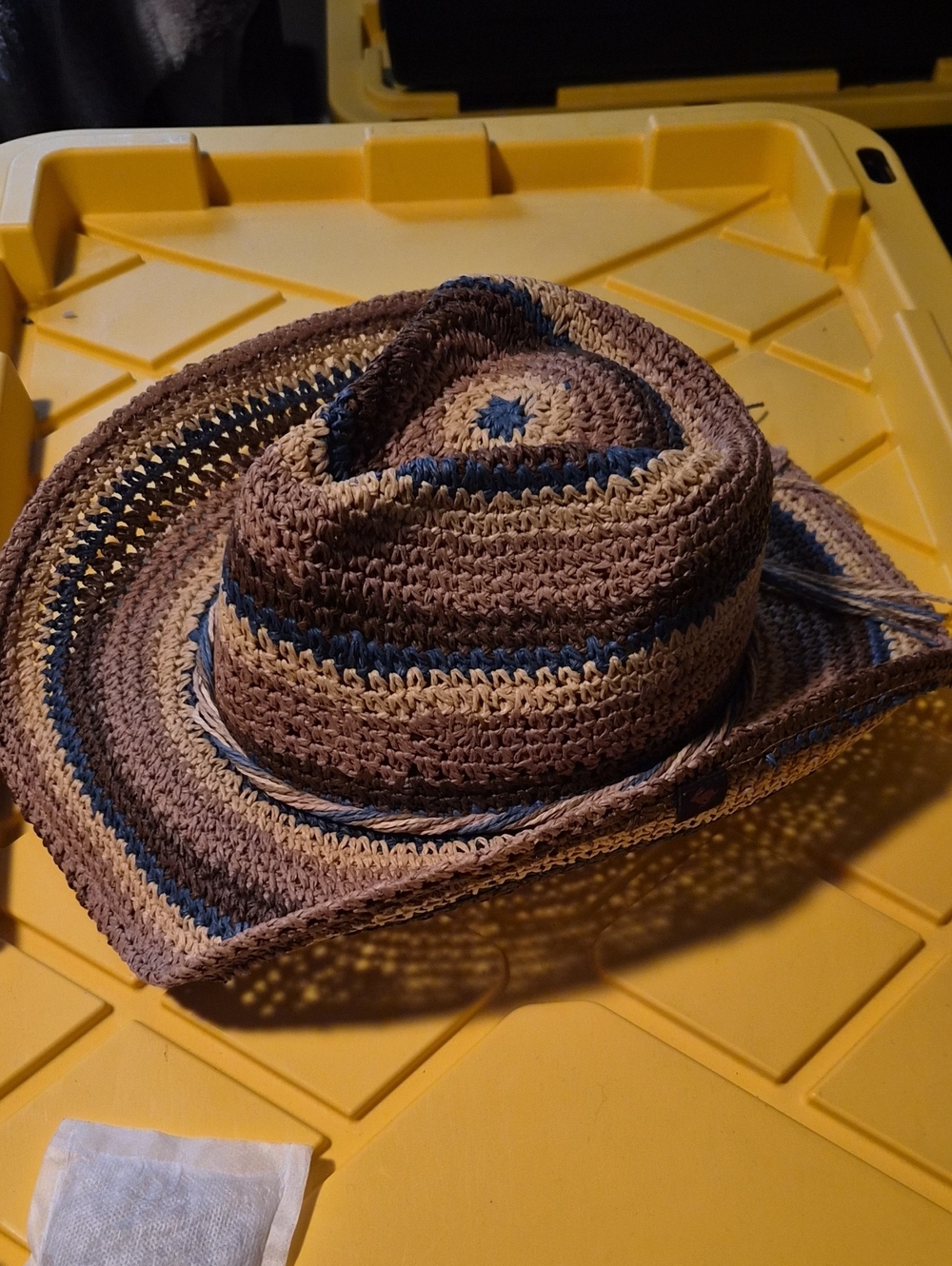 Braided Straw Cowboy Hat in Brown and Blue - Men Accessories